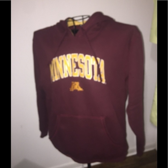 Champion size large Minnesota college burgundy maroon yellow gold hoodie unisex - Picture 2 of 7